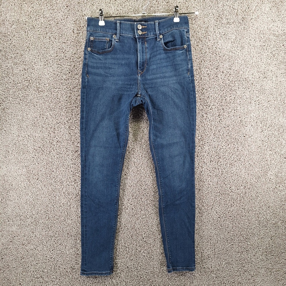 Express Jeans Women 8 (Fits 29x28) Medium Wash Cropped Legging Mid Rise Stretch